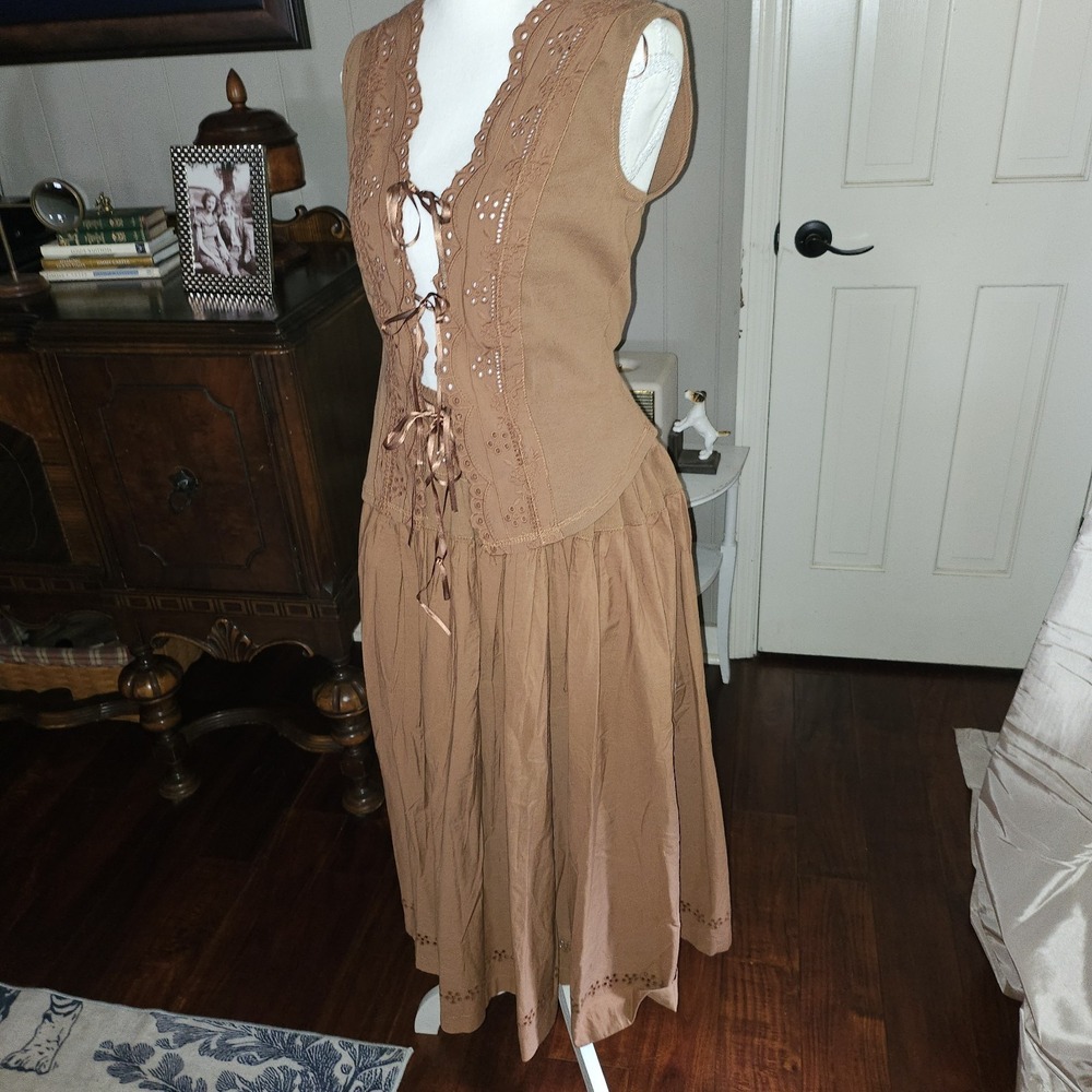 Free People Gesibelle Skirt Set. Earthy.Boho Chic, Cottagecor NWT Macadamia... - Picture 2 of 9